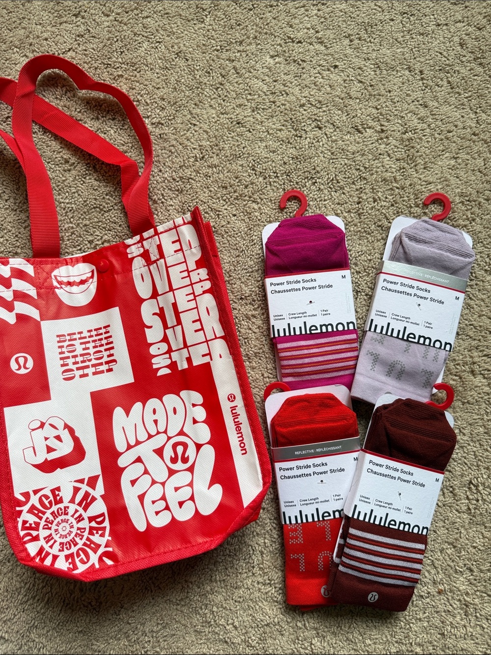 lululemon athletica Power Stride Sock Bundle - Red, Pink, Light Pink, Burgundy
